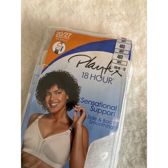 Playtex 18 Hour Sensational Support Wireless Bra 20/27 WHITE 46D - Picture 7 of 7